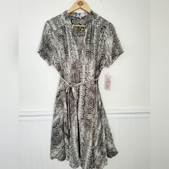 Nanette Lepore Dresses & Skirts - New! Nanette Lepore Snake Print Semi Sheer Dress With Slip Quiet Luxury Size 14